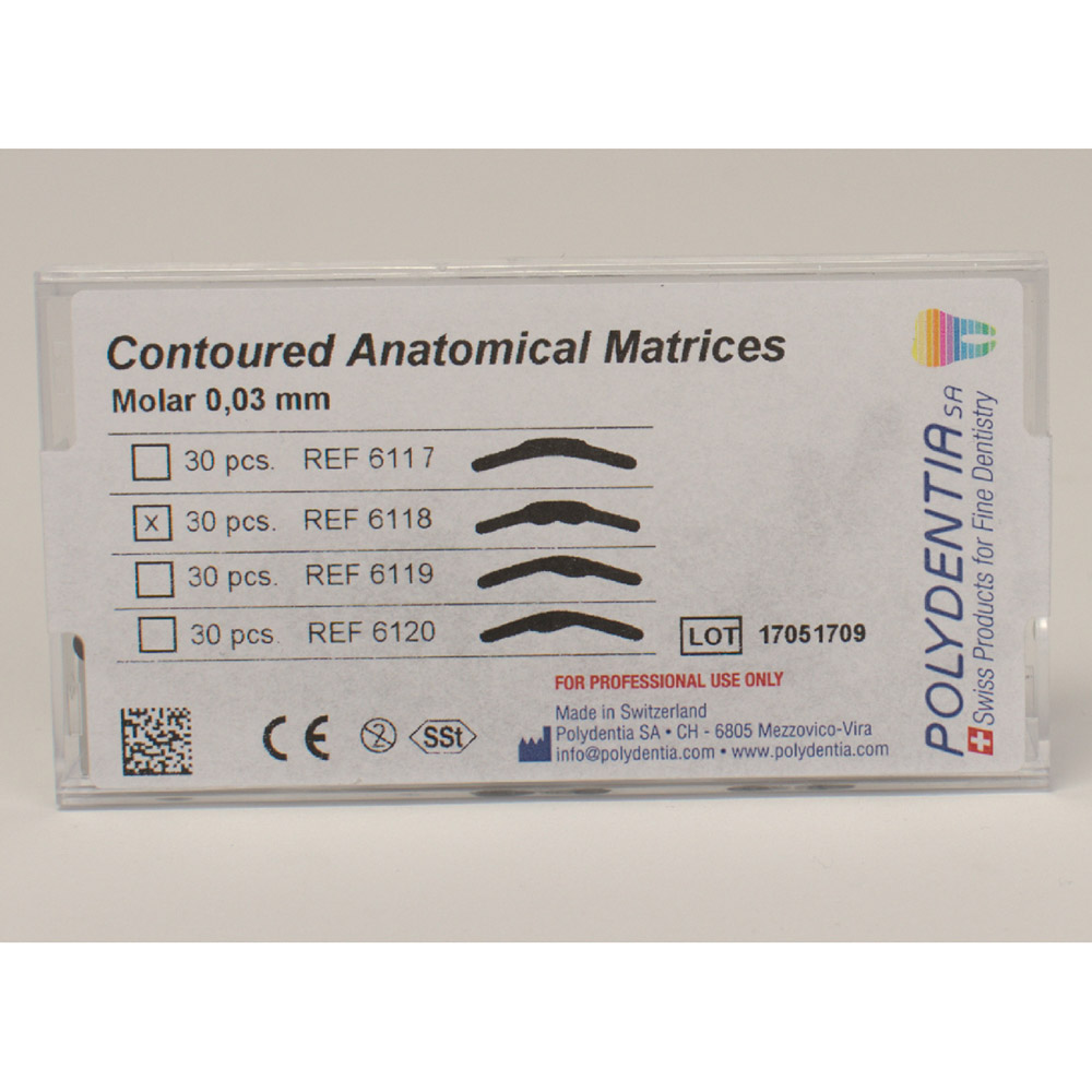 Matrizen anatomisch bombiert tiefe MOD Molar 6118, 30 Stück