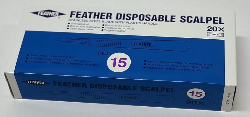 Scalpels jetables Feather n° 15, 20 pièces