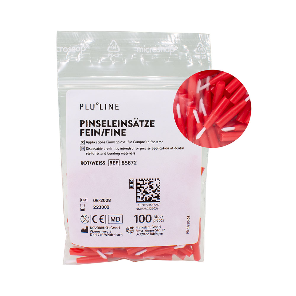 PLULINE Pinselansätze weiß/rot fein, 100 Stück