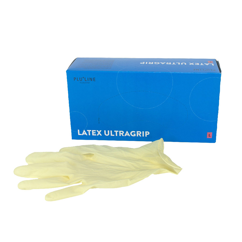 PLULINE Latex Ultragrip Handschuhe puderfrei Gr.M, 100 Stück