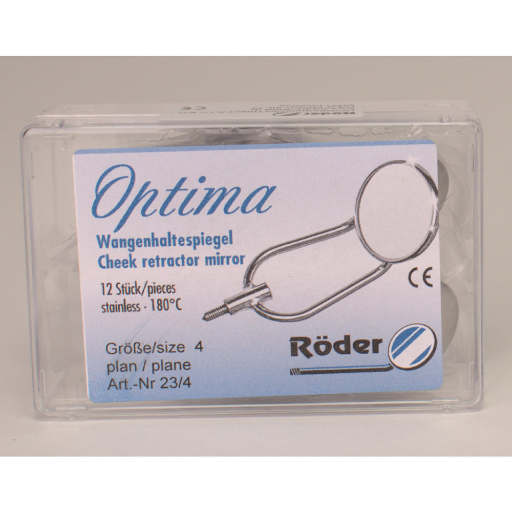 Mundspiegel Optima Wangenhalter 4 plan, 12 Stück