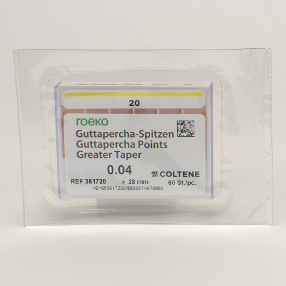 Guttaperchaspitzen Größe Taper 4/20, 60 Stück