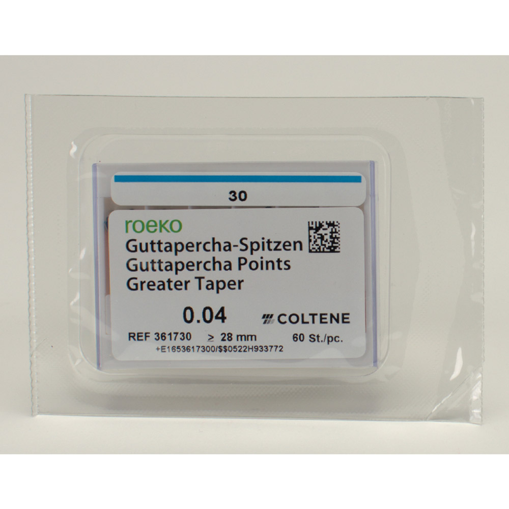 Guttaperchaspitzen Größe Taper 4/30, 60 Stück