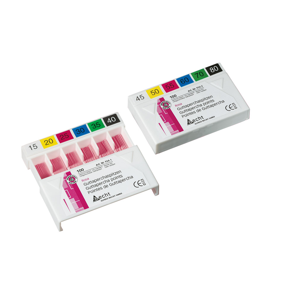 Guttaperchaspitzen rosa 934 Gr.15-40 sortiert, 100 Stück