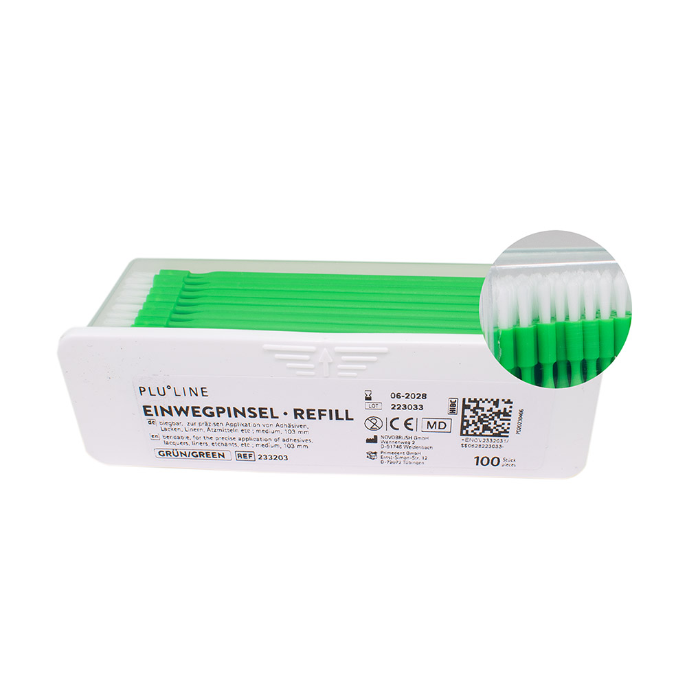 PLULINE Einwegpinsel mit Griff Refill grün, 100 Stück