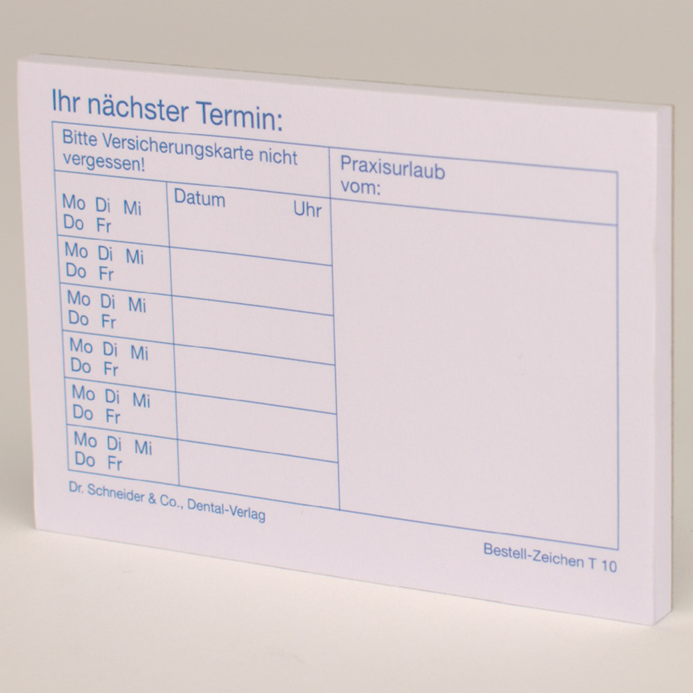 Terminblock T10 für mehrere Termine, Stück