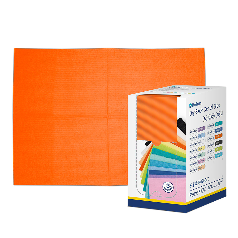 Dry-Back Patientenservietten 3-lagig 33 x 45,5 cm orange, 100 Stück