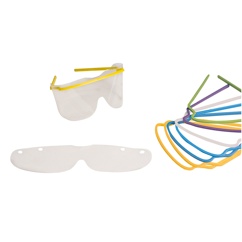 Augenschutz mit 10 Bügel + Schutzschilde, Packung