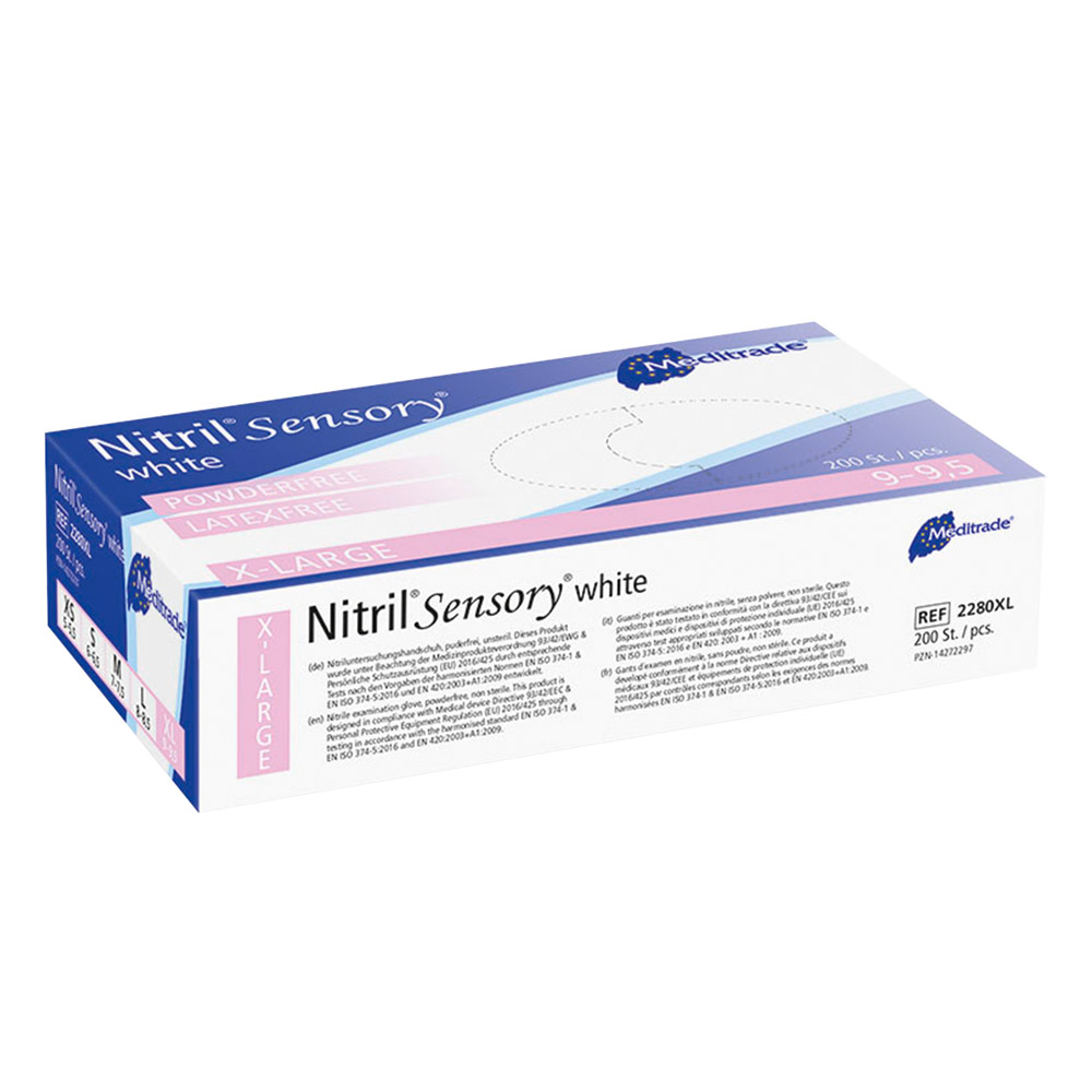 Nitril Sensory Handschuhe puderfrei Gr. XL weiß, 200 Stück