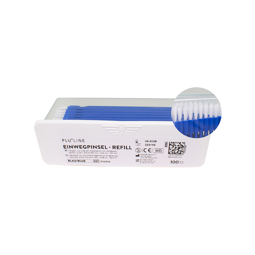 PLULINE Einwegpinsel mit Griff Refill blau, 100 Stück