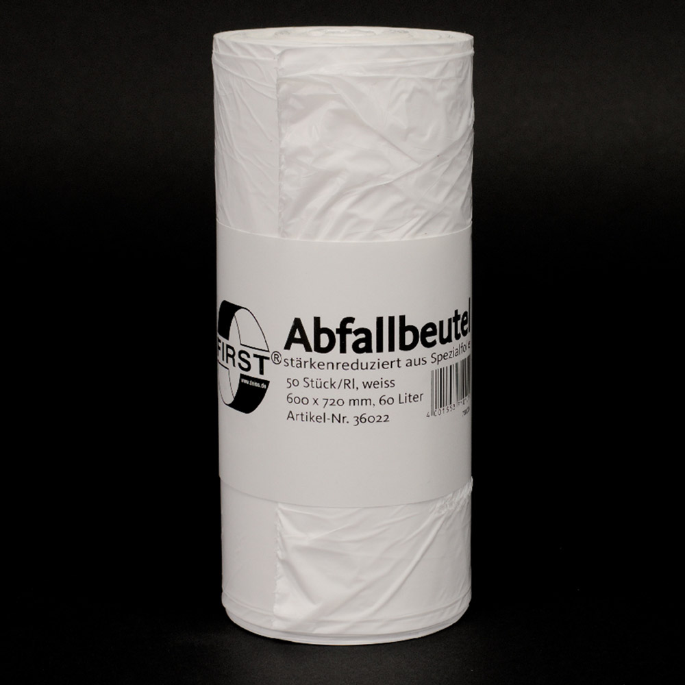 Abfallbeutel 60 L 60 x 72 weiß 16 my, 50 Stück