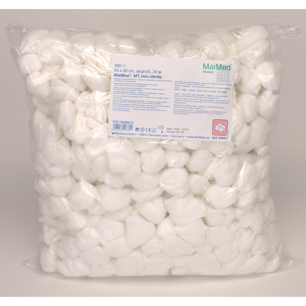 Mulltupfer unsteril 25 x 26 eigroß, 500 Stück