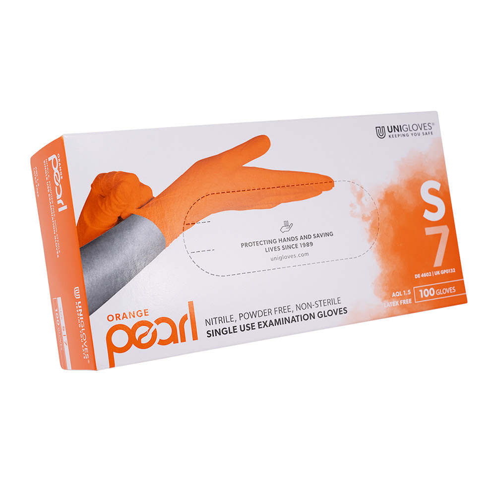 Unigloves Orange Pearl Nitril Handschuhe Gr. S, 100 Stück