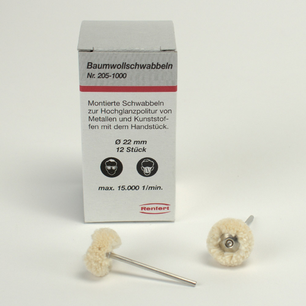 Baumwollschwabbel 22 mm Mounted, 12 Stück