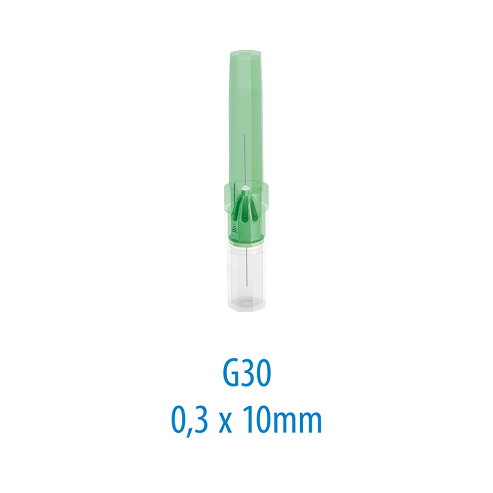 PLULINE Injektionskanülen extra kurz 30G 0,3 x 10 mm grün, 100 Stück