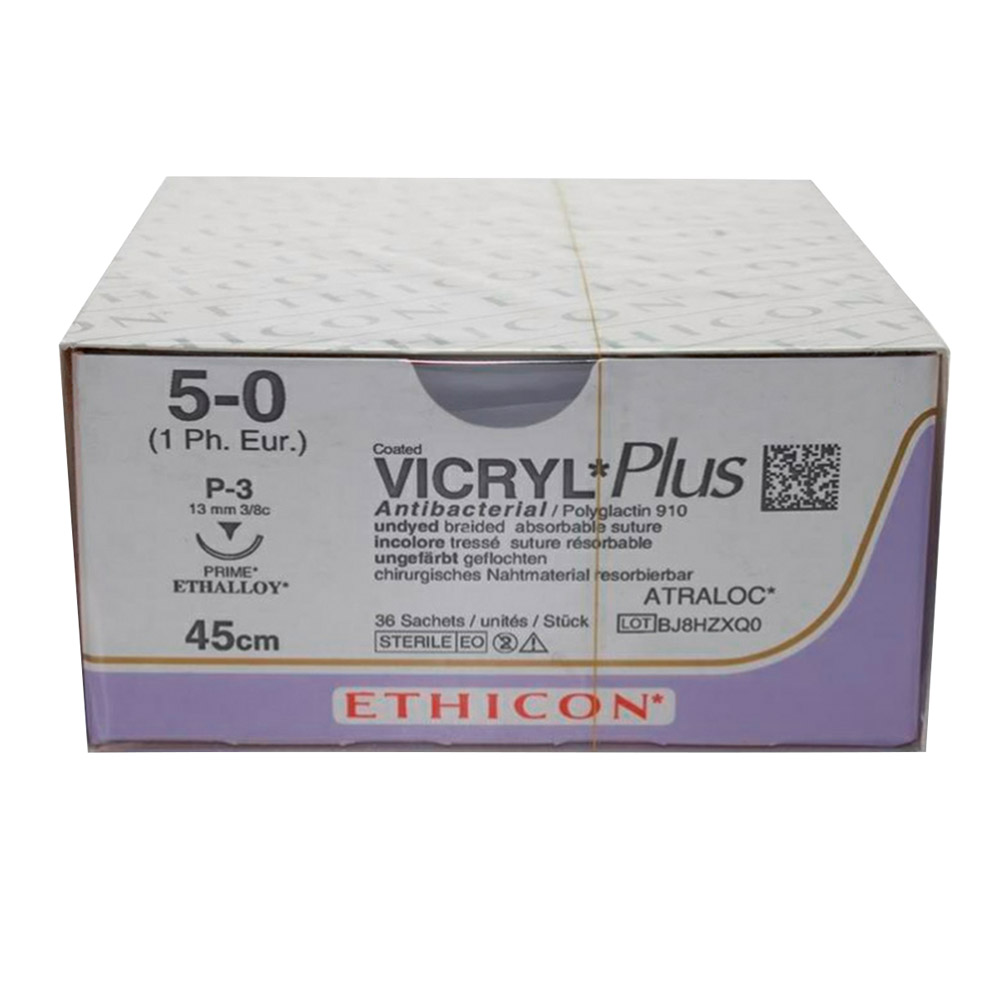 Vicryl Plus ungefärbt 5-0/EP1 FS2 45 cm, 36 Stück