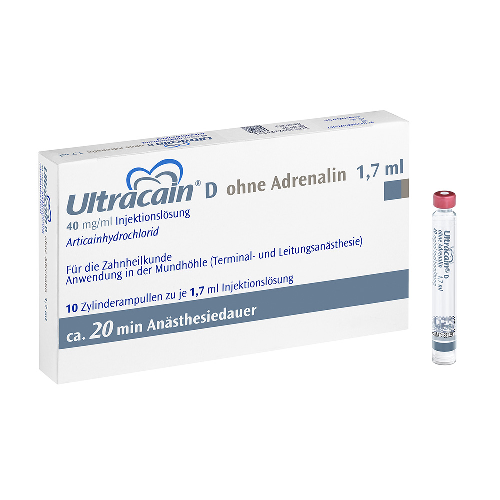 Ultracain D ohne Adrenalin, 10x 1,7 ml Zylinderampullen