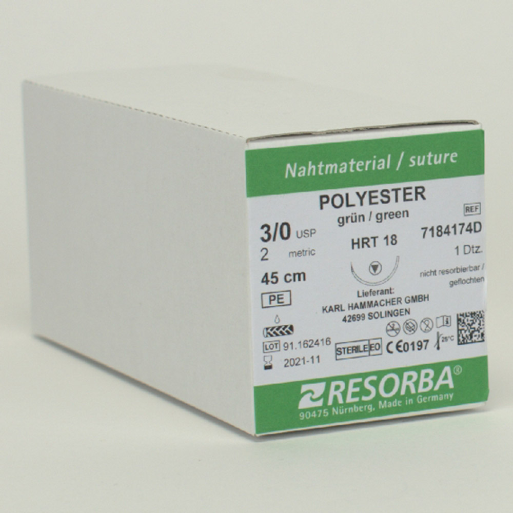 Resorba Polyester 3/0 HRT18, 12 Stück