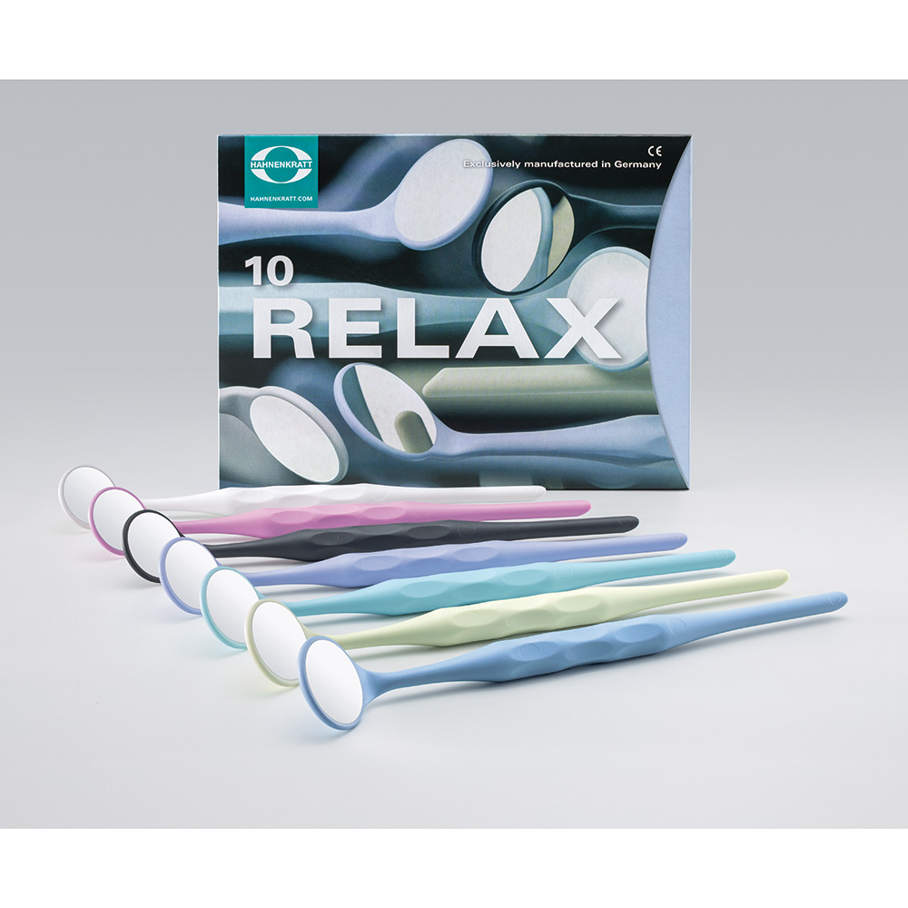 Mundspiegel Relax FS Rhodium 5 plan, 10 Stück sortiert