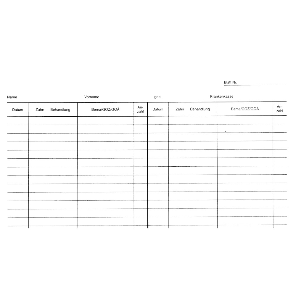 Krankenblatt C kopfgelocht weiß, 100 Stück