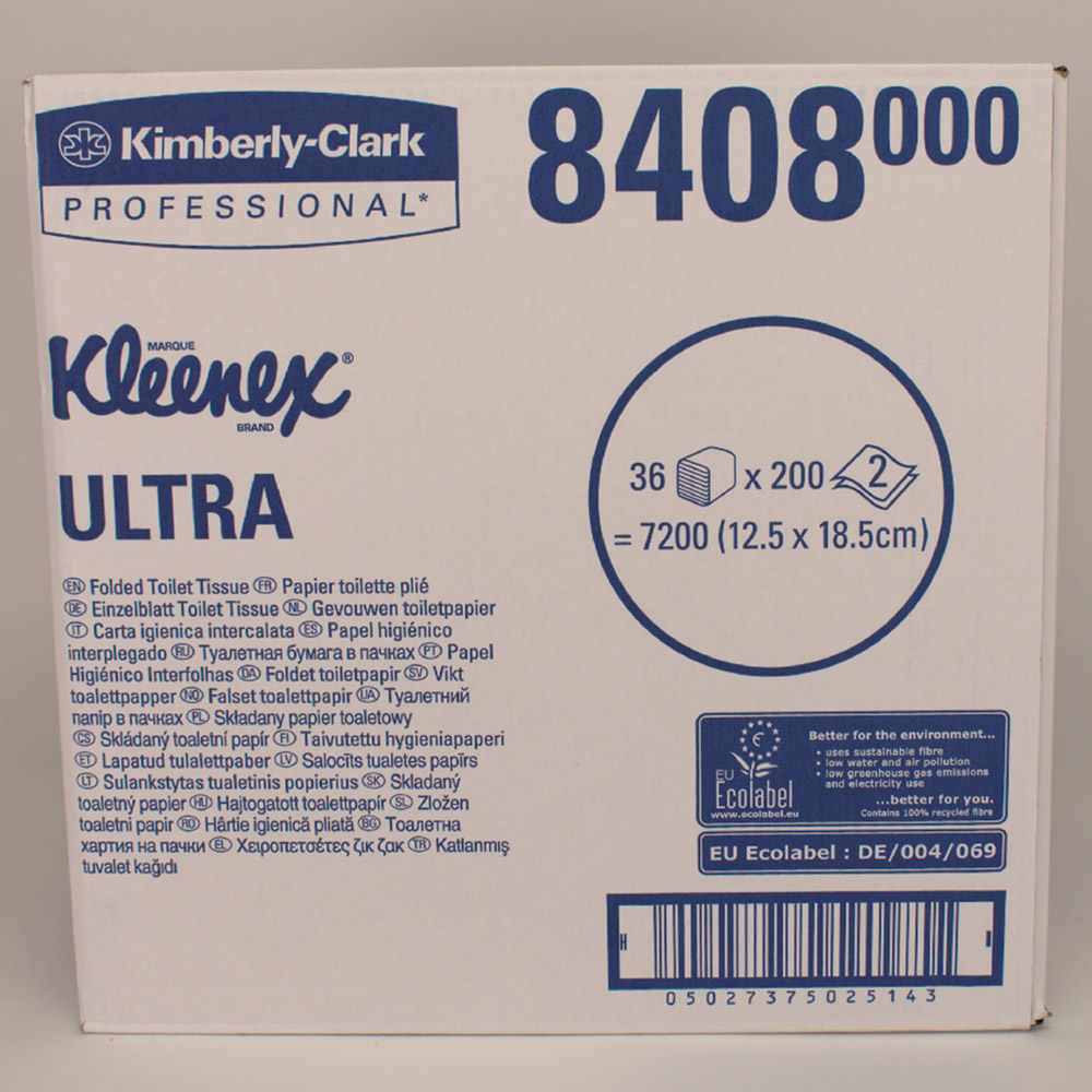 Kleenex ultra Toilettenpapier Einzelblatt 2-lagig, Karton