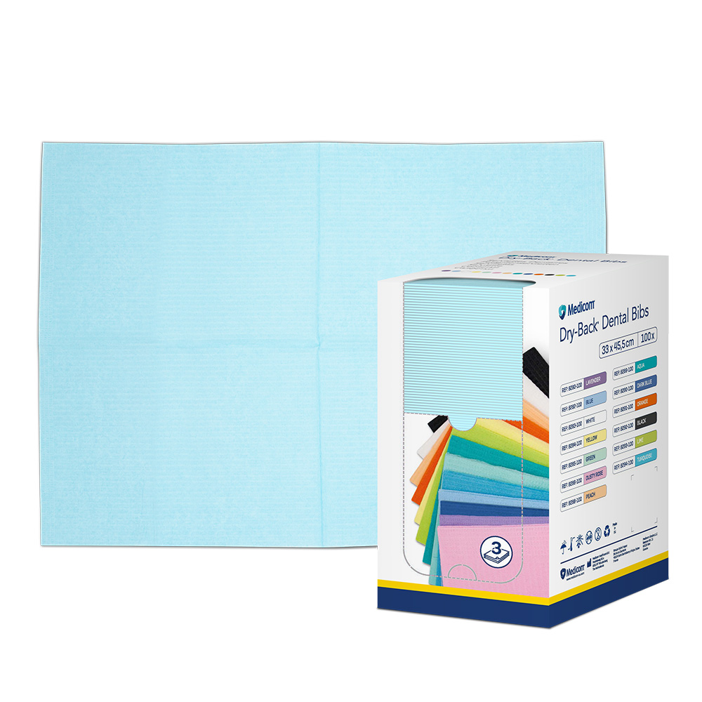Dry-Back Patientenservietten 3-lagig 33 x 45,5 cm blau, 100 Stück