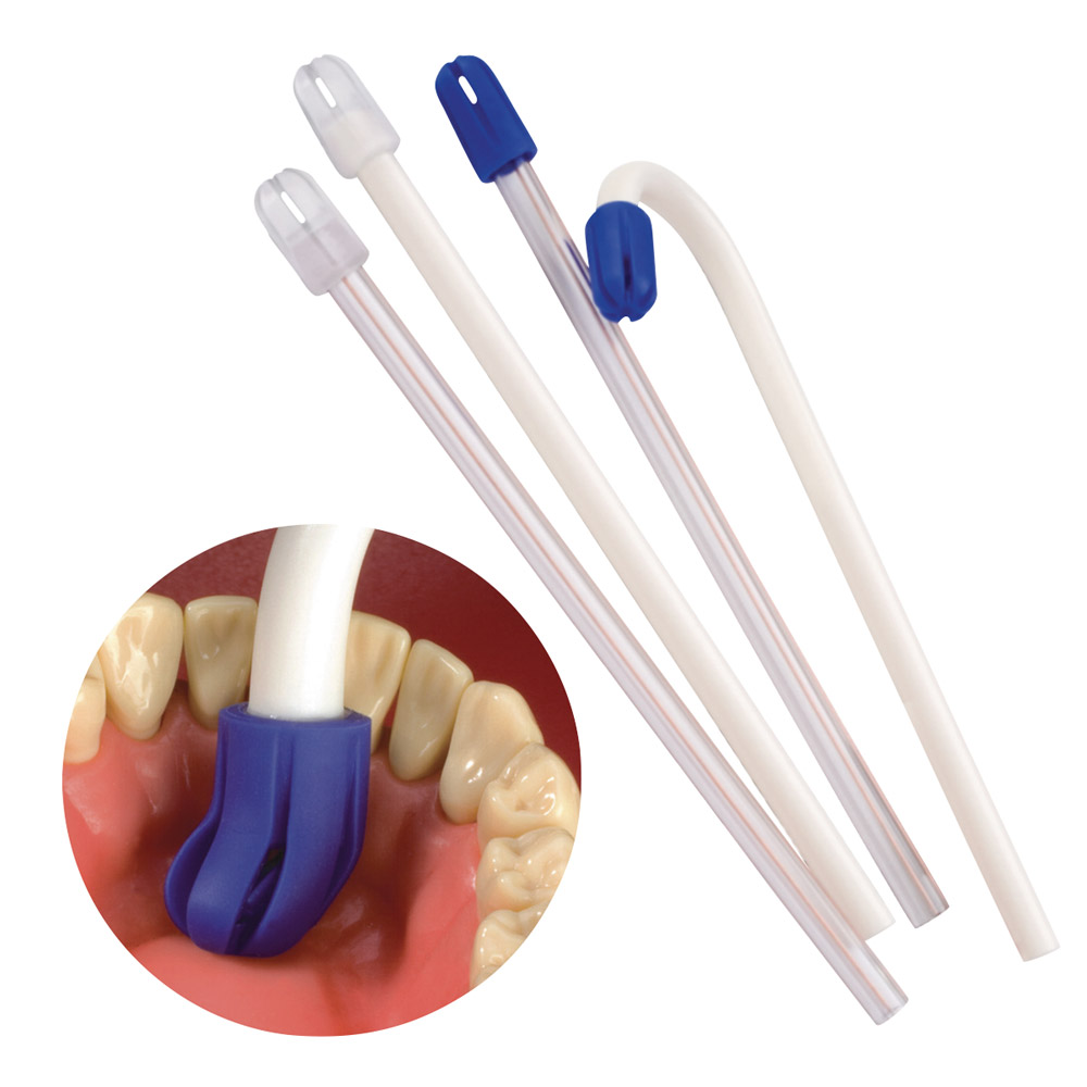 Speichelsauger Total Comfort weiß/blau lose Kappe, 100 Stück