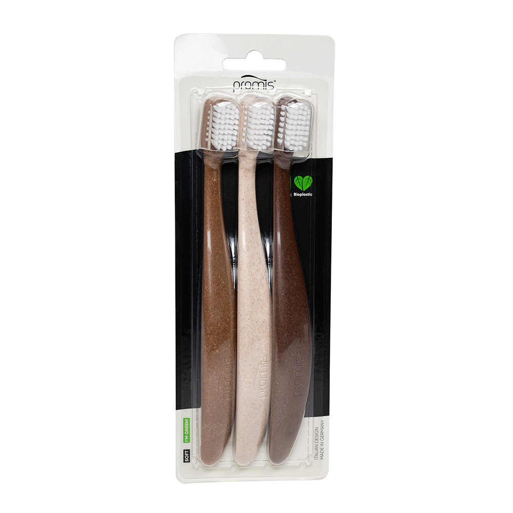 Promis Zahnbürsten Wood Trio, 3 Stück