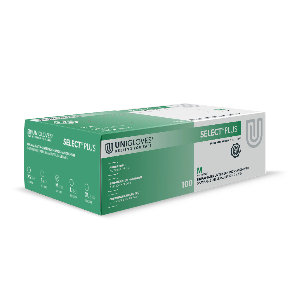Select Plus Latex Handschuhe puderfrei M, 100 Stück
