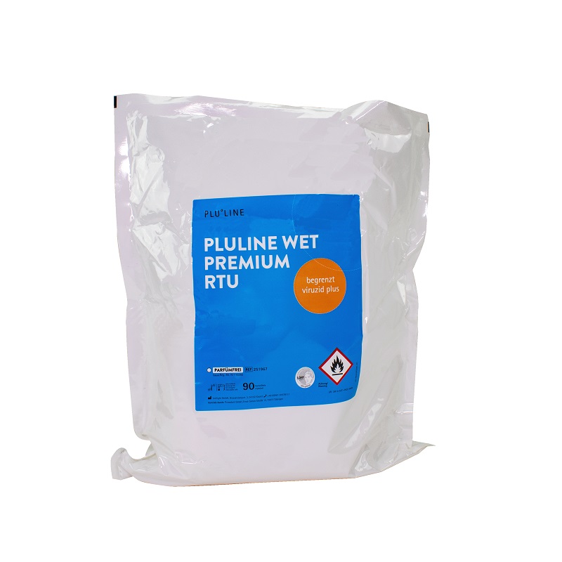 PLULINE Wet Premium RTU Desinfektionstücher, 90 Blatt