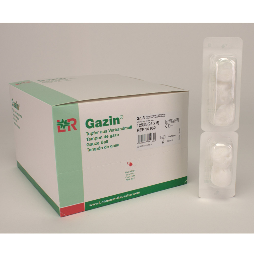 Gazin Tupfer steril Pflaume 2+3, 125 Stück