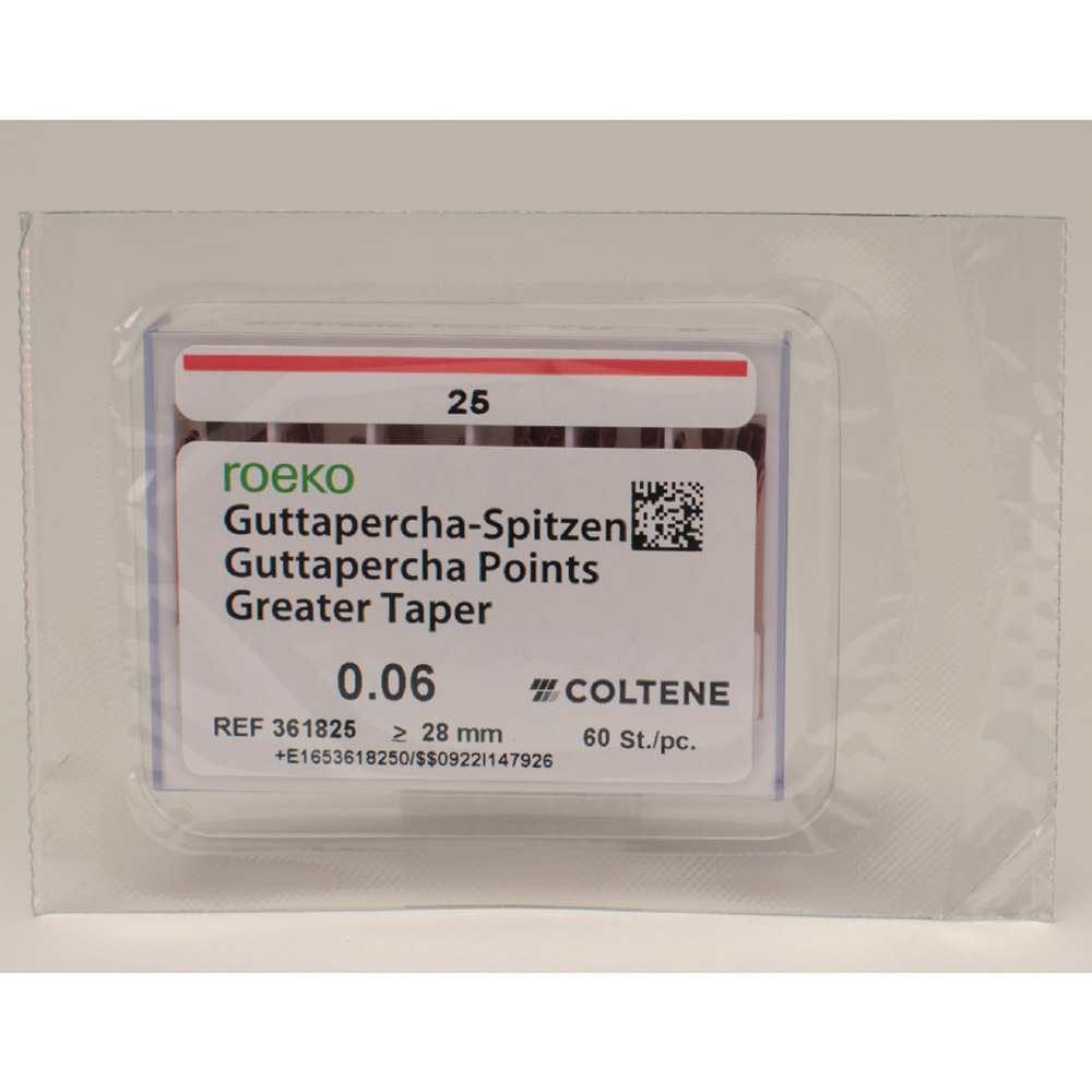 Guttaperchaspitzen Größe Taper 6/25, 60 Stück