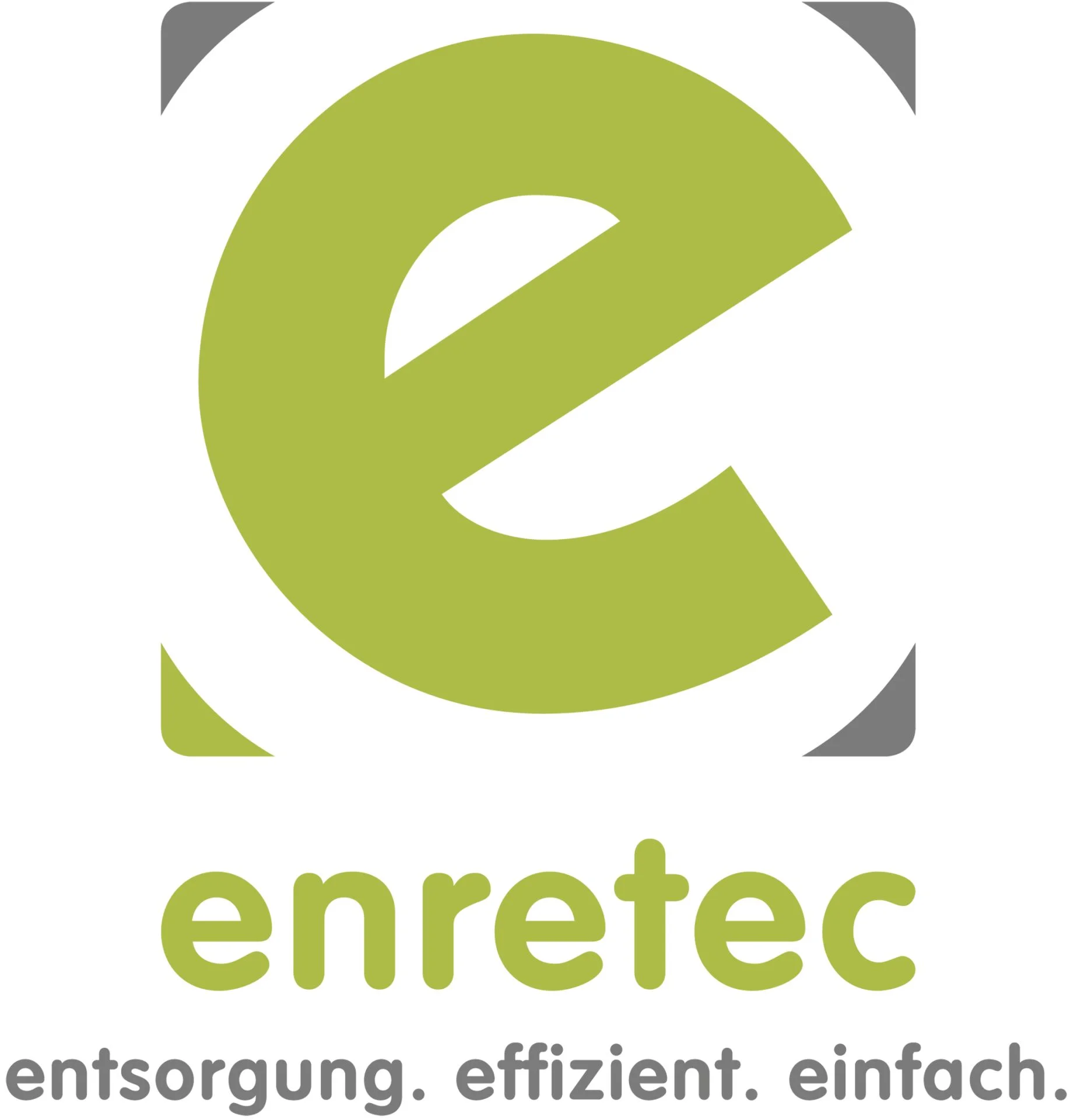 enretec Logo für Entsorgung mit dem Slogan „entsorgung. effizient. einfach.“