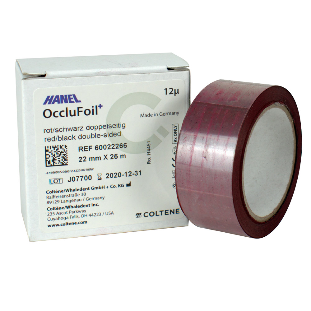 Hanel Folie 12 µ PET doppelseitig 22 mm schw/rot 25m