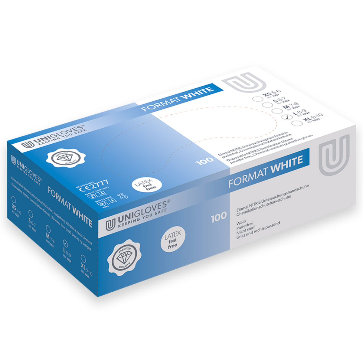 Format Nitril weiß Handschuhe puderfrei S, 100 Stück