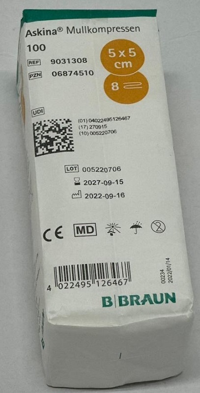 Askina Mullkompressen 5 x 5 cm unstril, 100 Stück