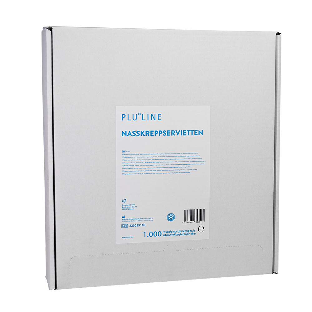 PLULINE Nasskreppservietten 34 x 38 cm weiß, 1000 Stück