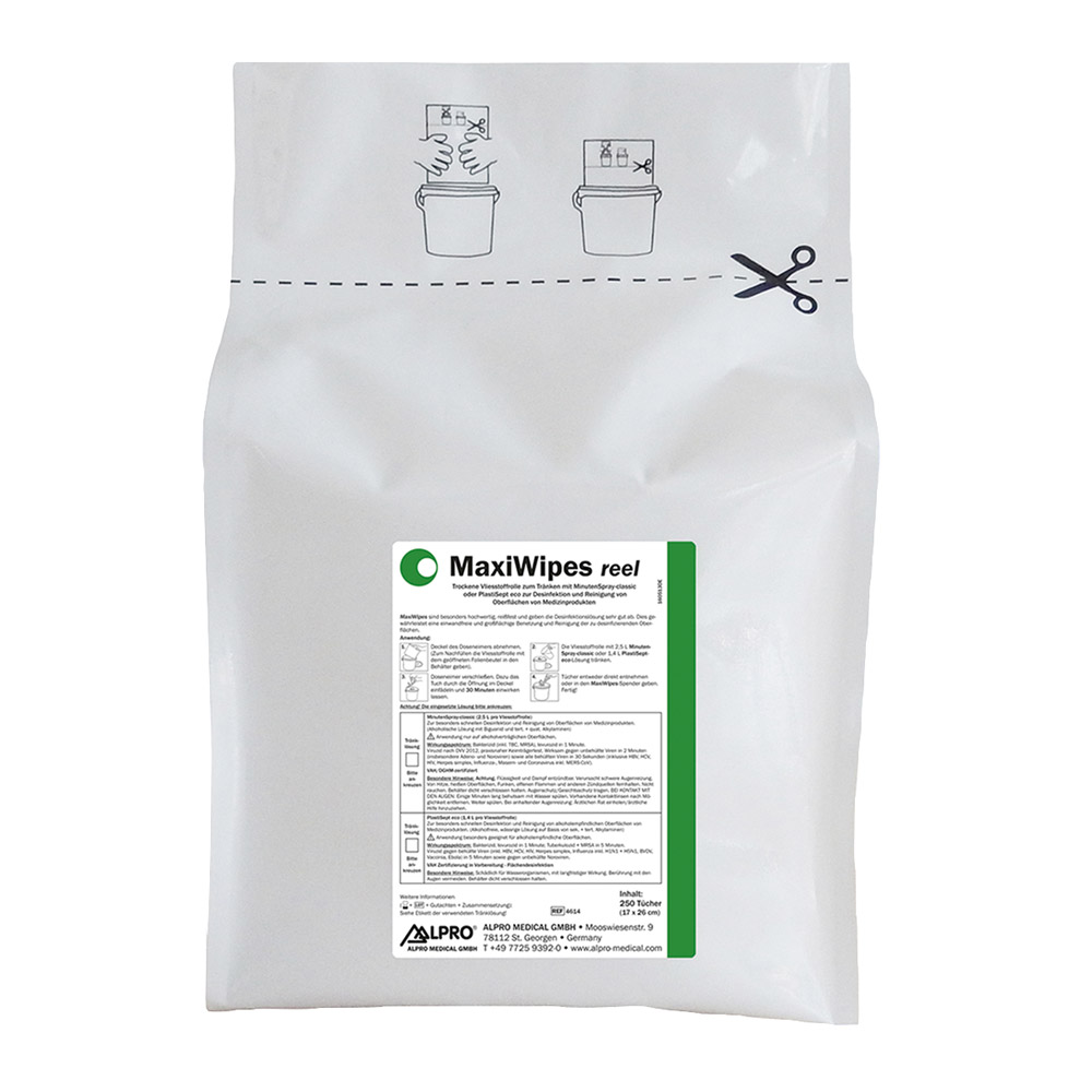 Maxi Wipes Tücher reel 17 x 26 cm, 4 x 250 Stück