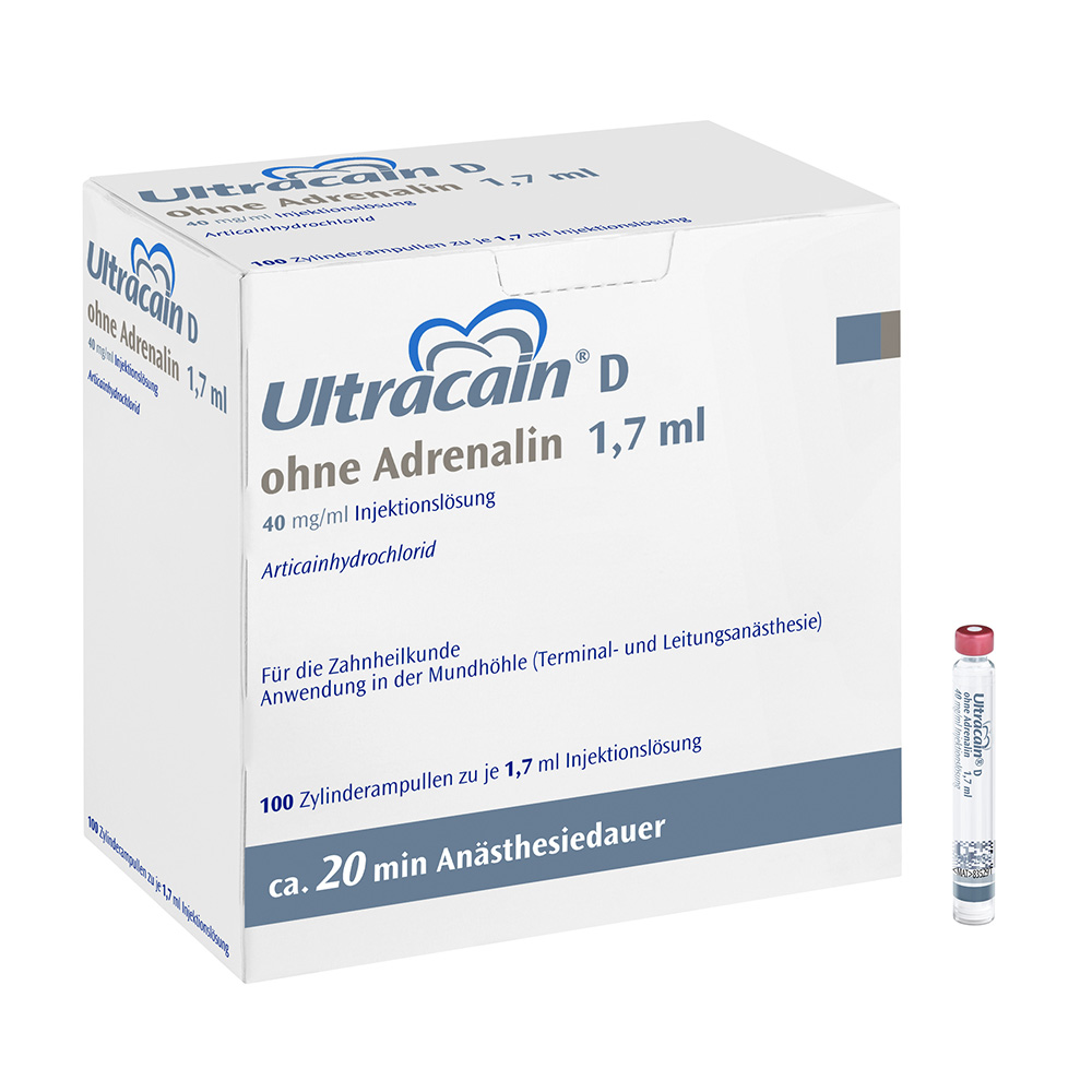 Ultracain D ohne Adrenalin, 100x 1,7 ml Zylinderampullen