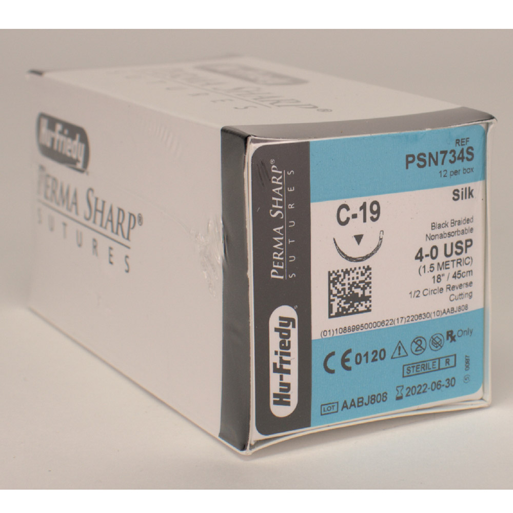 Nahtmaterial Seide 4-0/C-19, 12 Stück