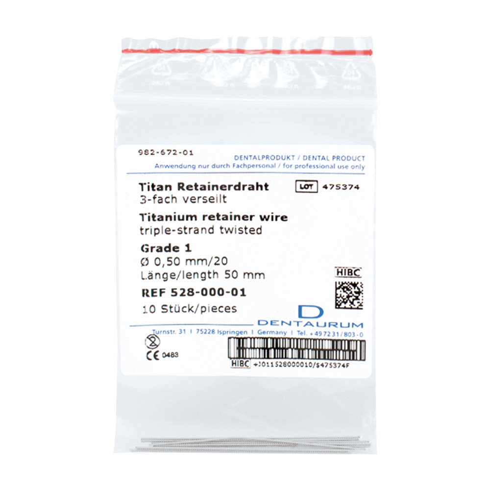 Titan-Retainerdraht 0,50 mm Grade 1, 10 Stück