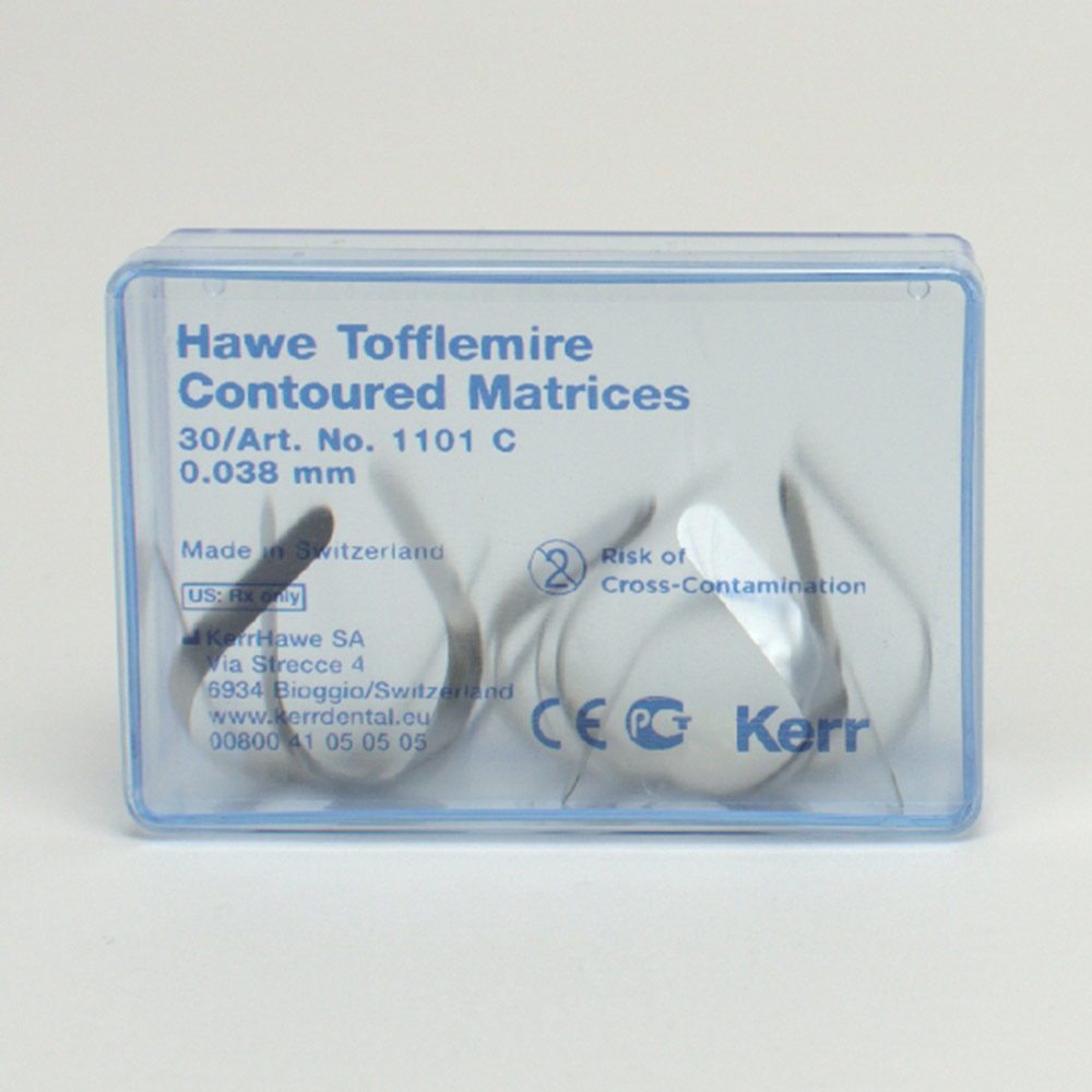 Tofflemire Matrizen bombiert 0,038 mm, 30 Stück