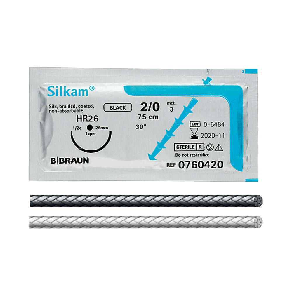 Silkam schwarz GR19 4/0 45 cm, 12 Stück