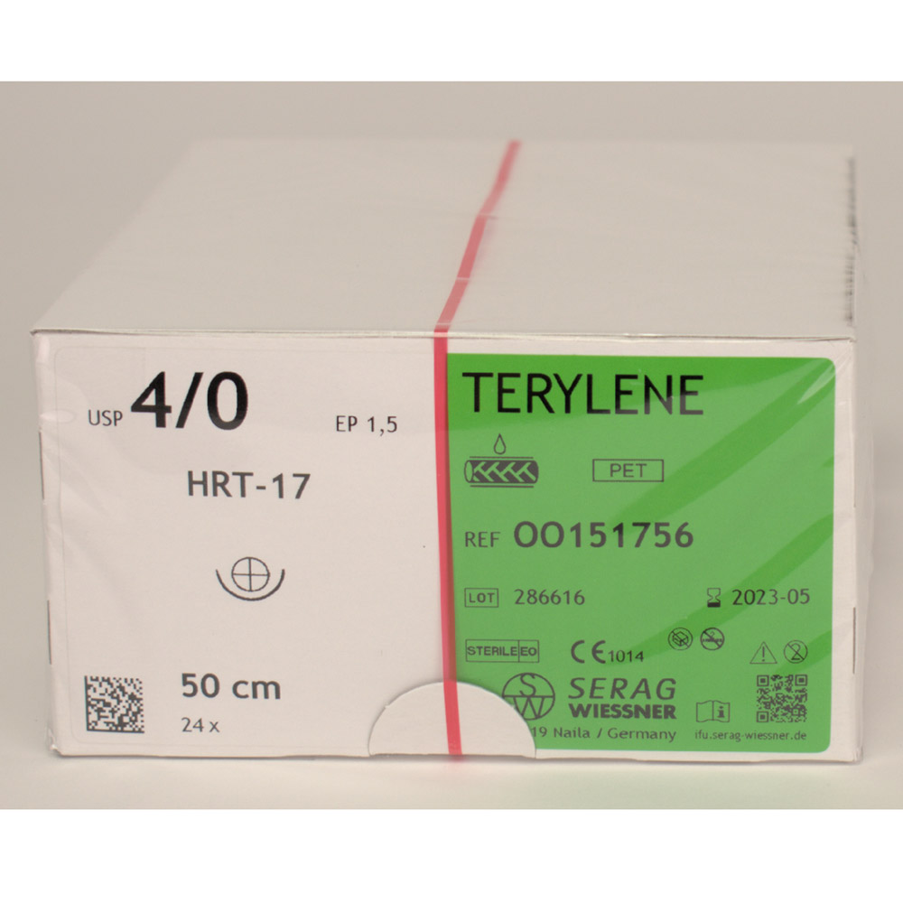 Terylene grün 4/0 HRT-17 0,5, 24 Stück