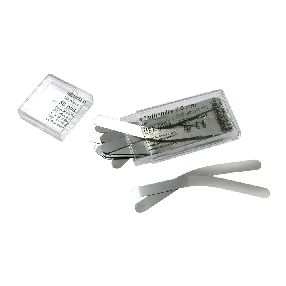 Tofflemire Matrizen 0,04 x 5,5 mm bleitot, 50 Stück