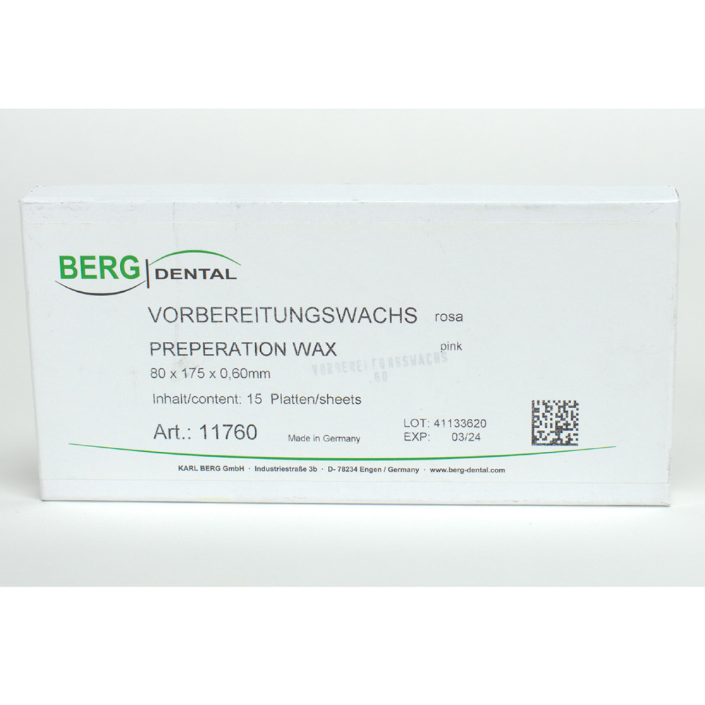 Vorbereitungswachs Platten rosa 0,60 mm, 15 Stück