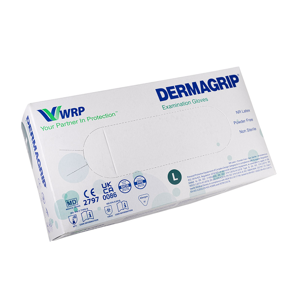 Dermagrip Latex Handschuhe puderfrei naturweiß Gr. L, 100 Stück