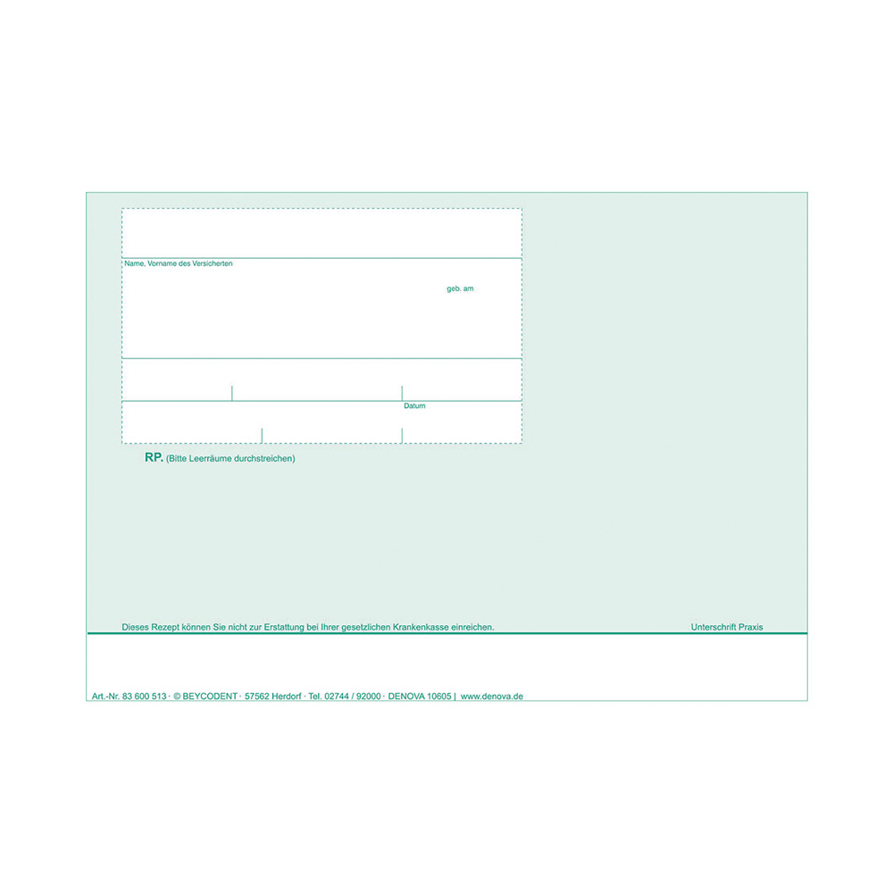 Privatrezepte PKV grün DIN A6 EDV, 100 Stück
