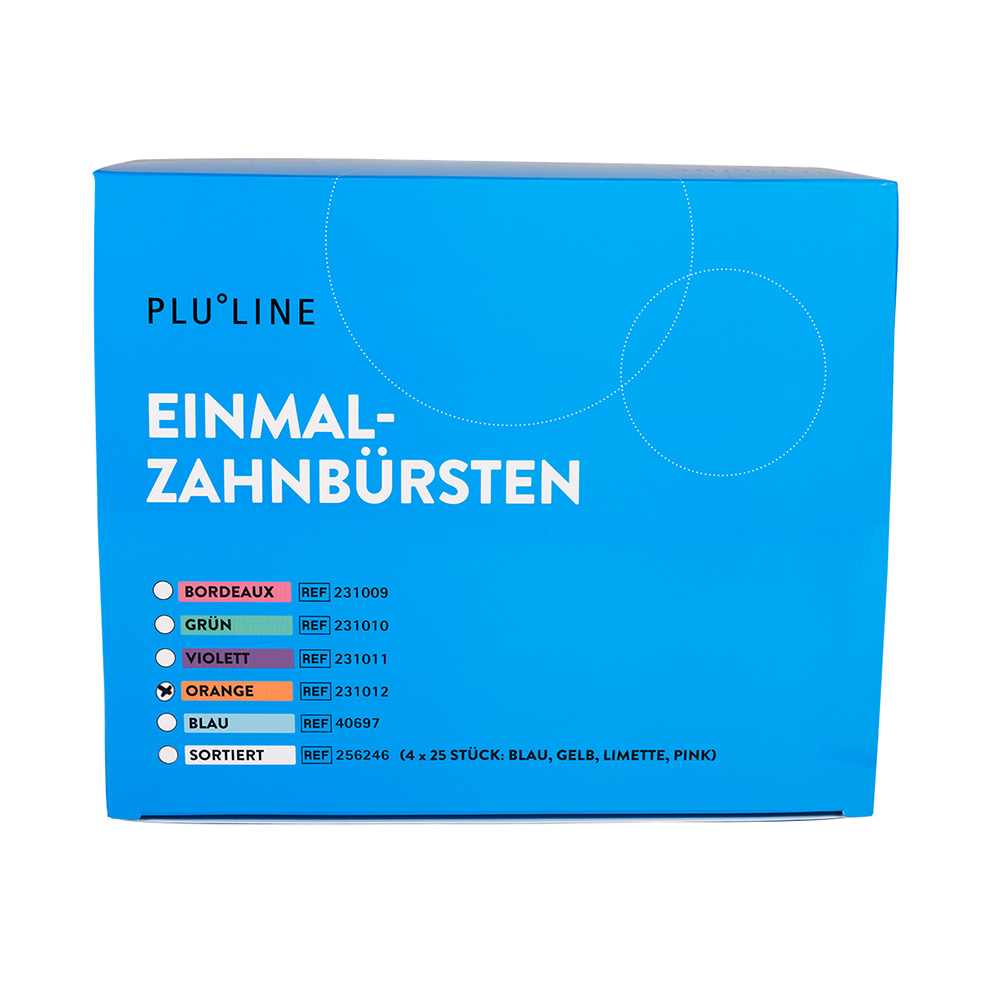 PLULINE Einmalzahnbürsten orange, 100 Stück