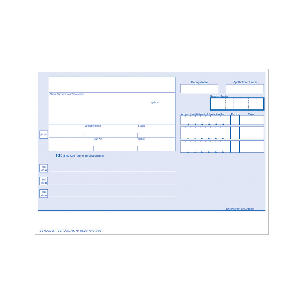 Privatrezepte PKV-Karten, 100 Stück